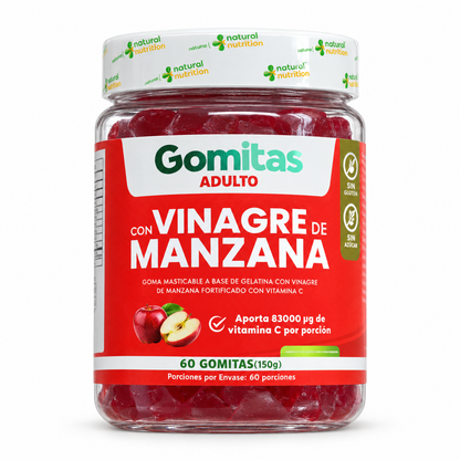 Frasco de gomitas de vinagre de manzana Manzavida, 60 gomitas